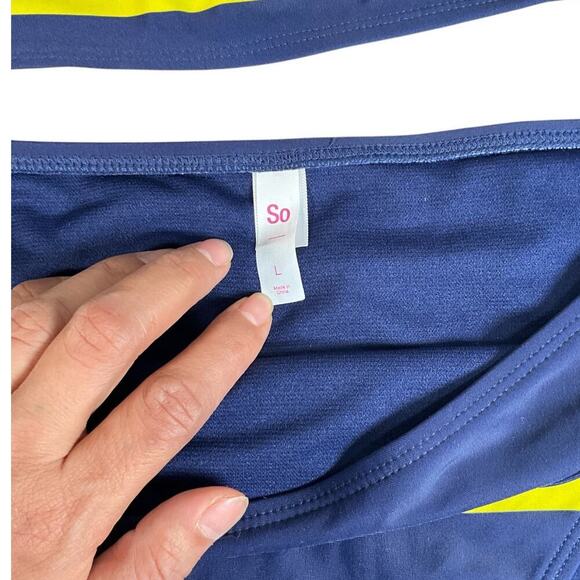 So Khols 2 Piece Swim Suit NWOT Built In Bra Adjustable Strap Dark Blue Size Lg - Picture 3 of 9